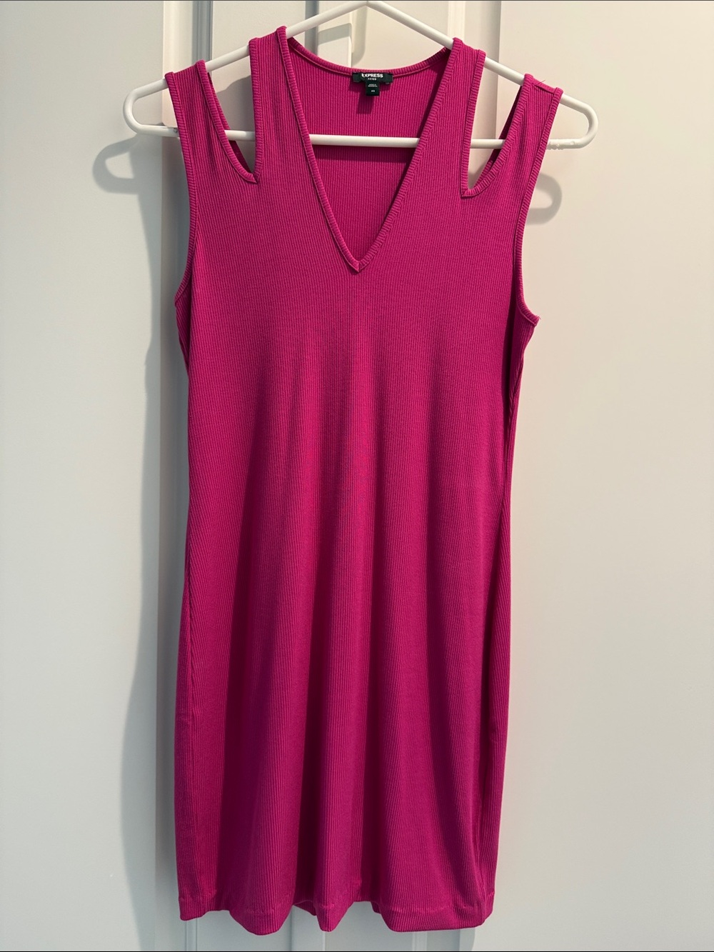 Express Vibrant Fuchsia V-Neck Sleeveless Dress